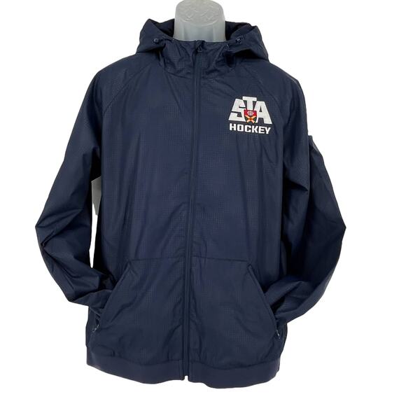 Sport-Tek Embossed Hooded Wind Jacket Shirt Hoodie STA Hockey Irwin 92 Size M - Picture 1 of 10